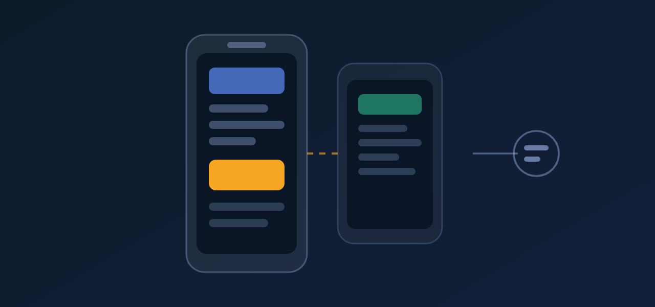 Two phone screens in sync with each other and with the core system