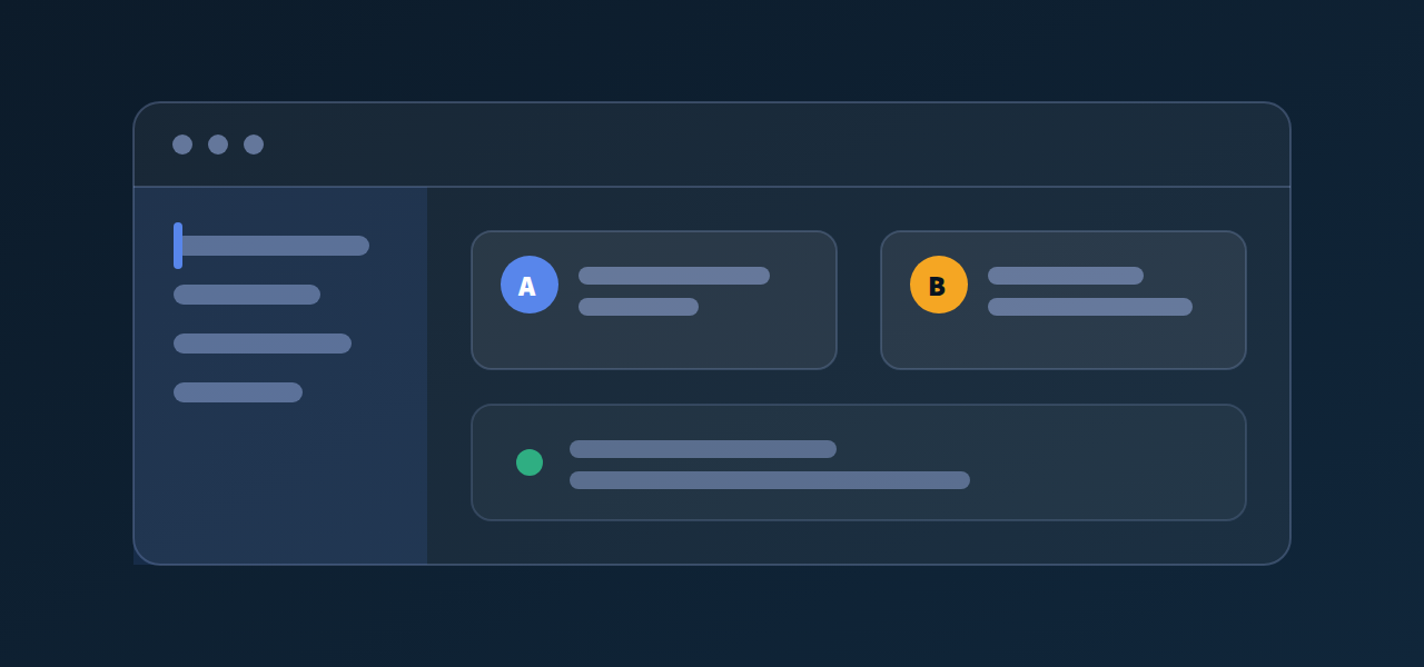 A portal with a side menu and two user profiles holding different permissions over the same data